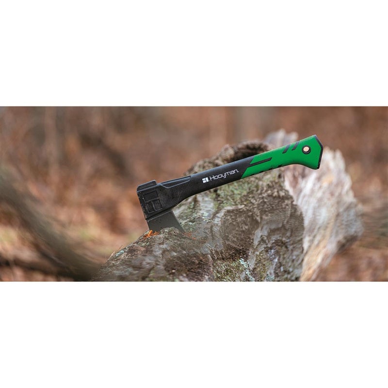 Hooyman Large Hatchet with Heavy Duty Construction, V Grind Blade, Ergonomic No-Slip H-Grip Handle, Reinforced Fiberglass Core, and Sheath for Gardening, Hunting, Wood Chopping, Splitting, and Outdoor - Image 4